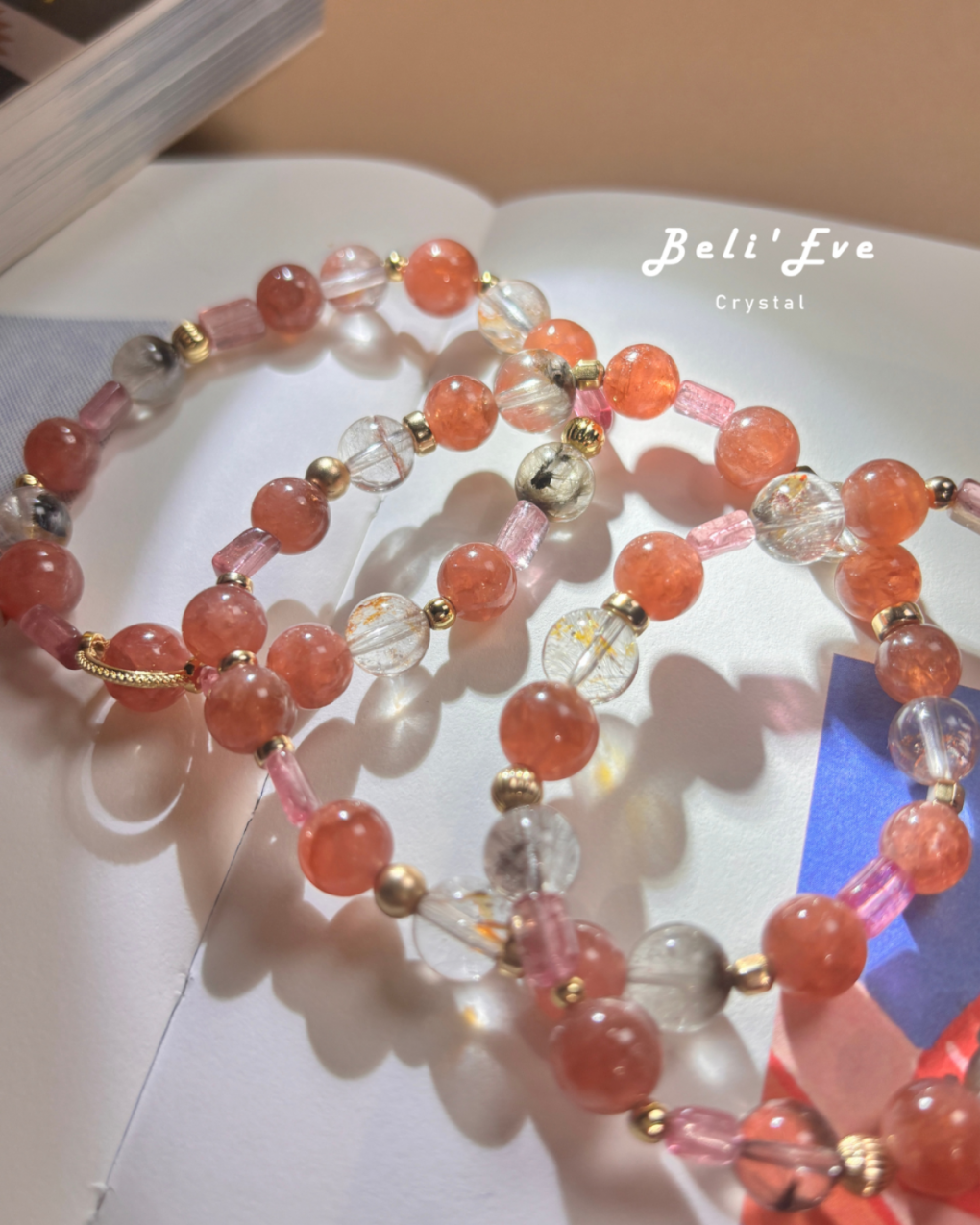 『感情升溫』高品紅紋石+膠花黑銀鈦+粉碧璽－姻緣婚姻 拒絕爛桃花 創傷療癒