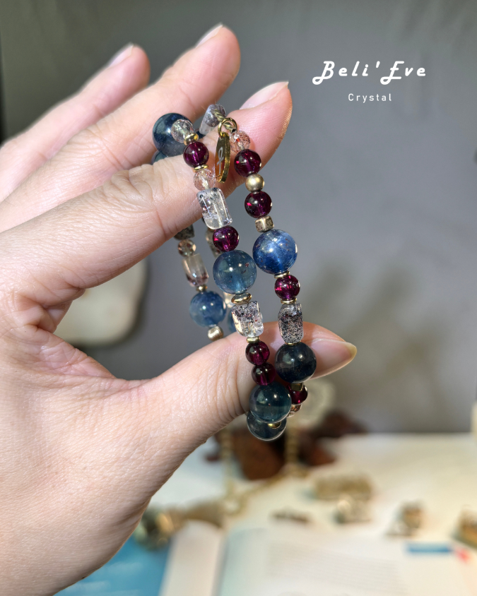 『三倍魅力2.0』MAX透體藍晶石+超七金草莓+紫牙烏石榴石