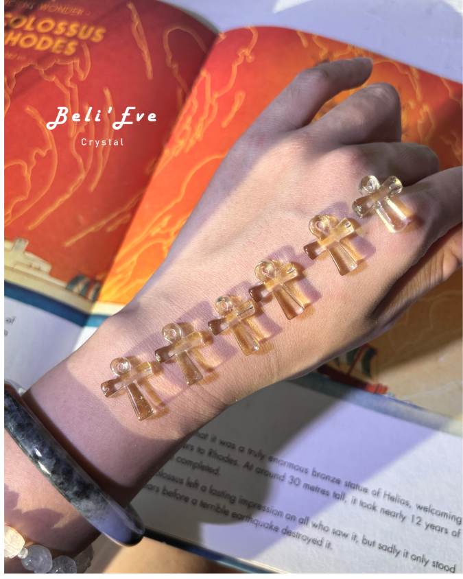 『豐盛富足』轉化能量 -利比亞黃金隕石 雕刻 埃及安卡 生命之鑰