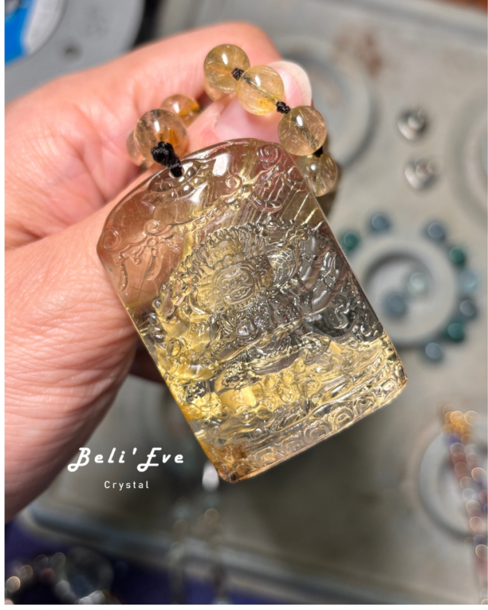 『健康與財富』鈦晶大黑天珠鍊牌 印度教護法神濕婆化身 疾病康復與財富之神