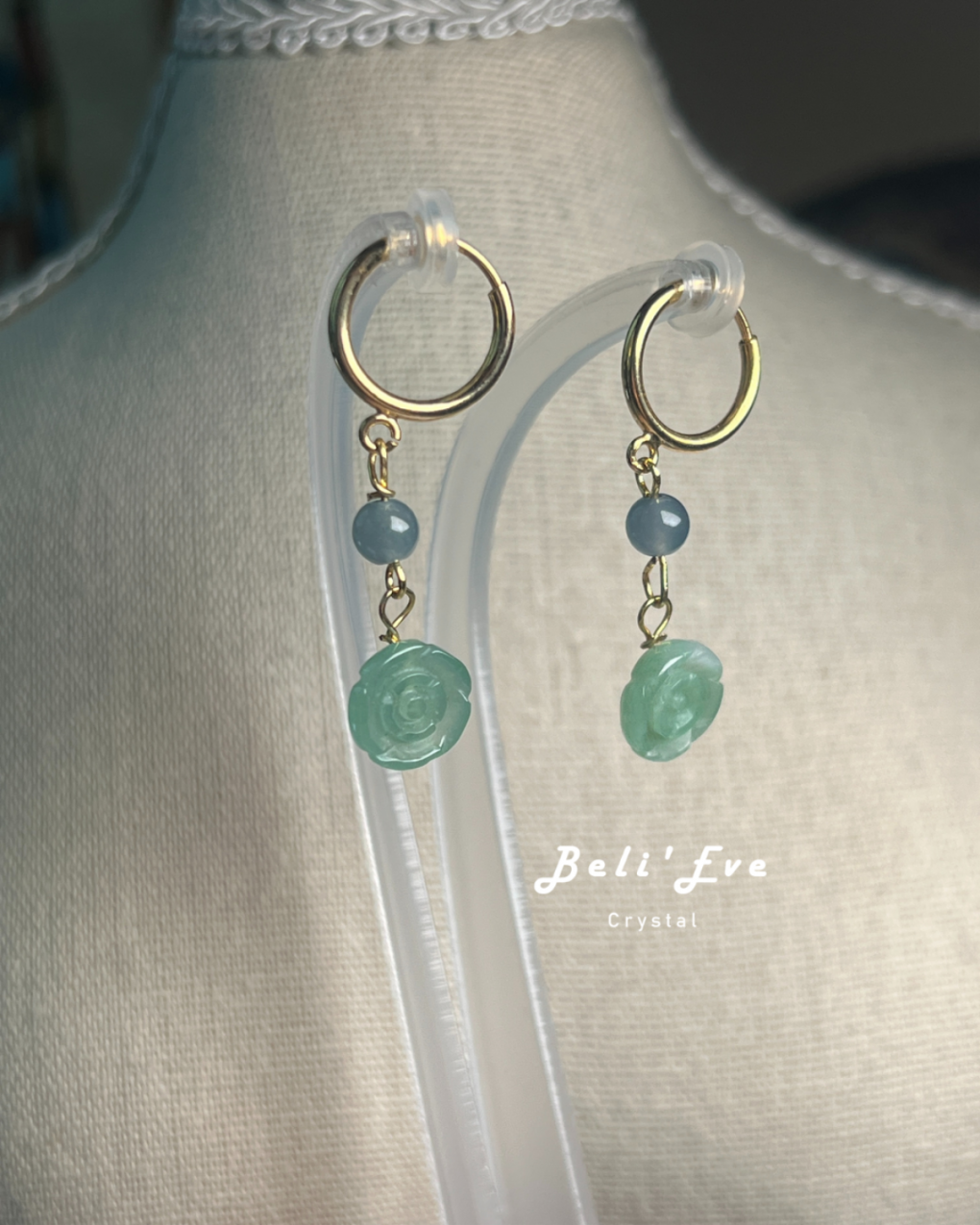 緬甸翡翠花花 星家訂製 不銹鋼耳環