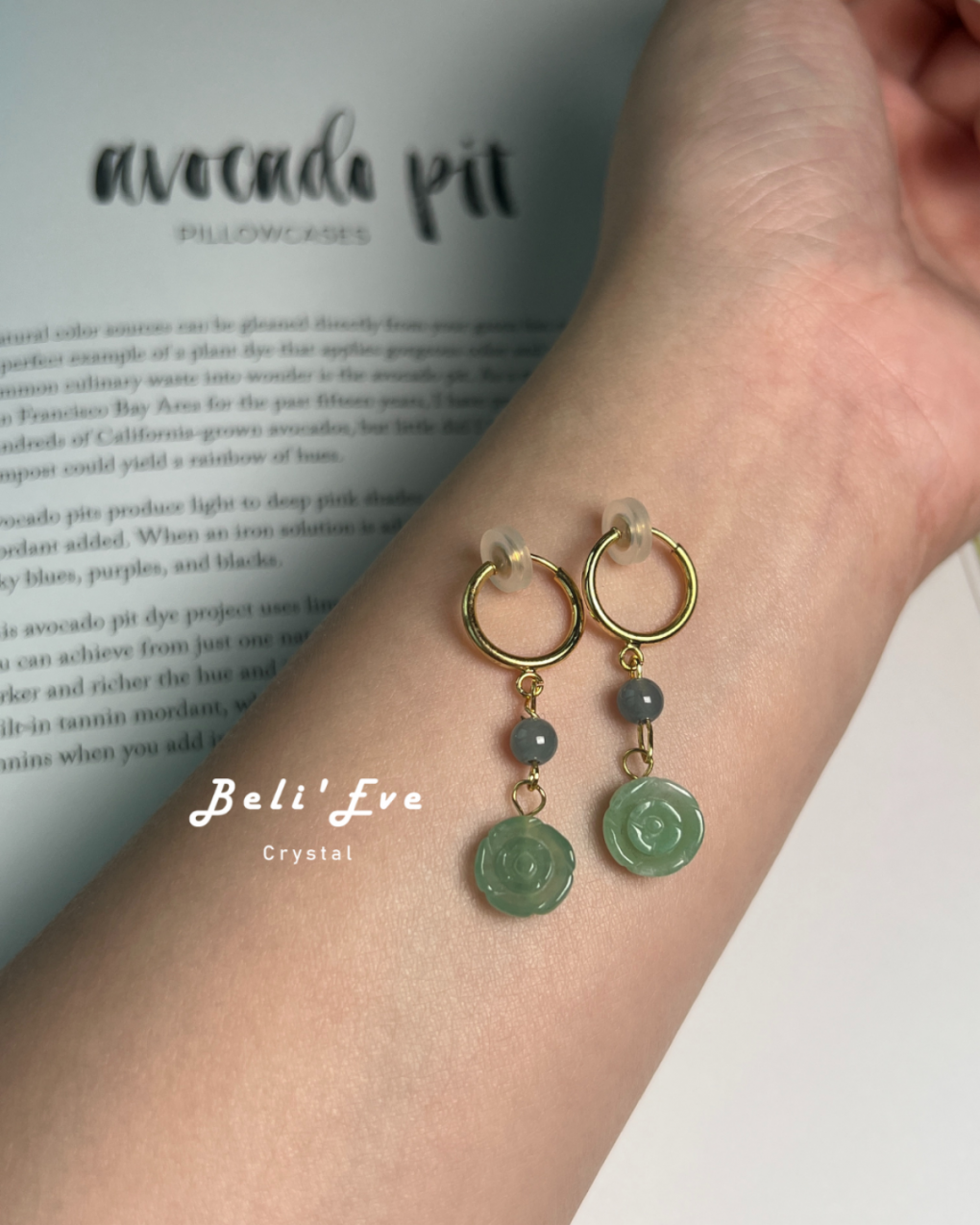 緬甸翡翠花花 星家訂製 不銹鋼耳環