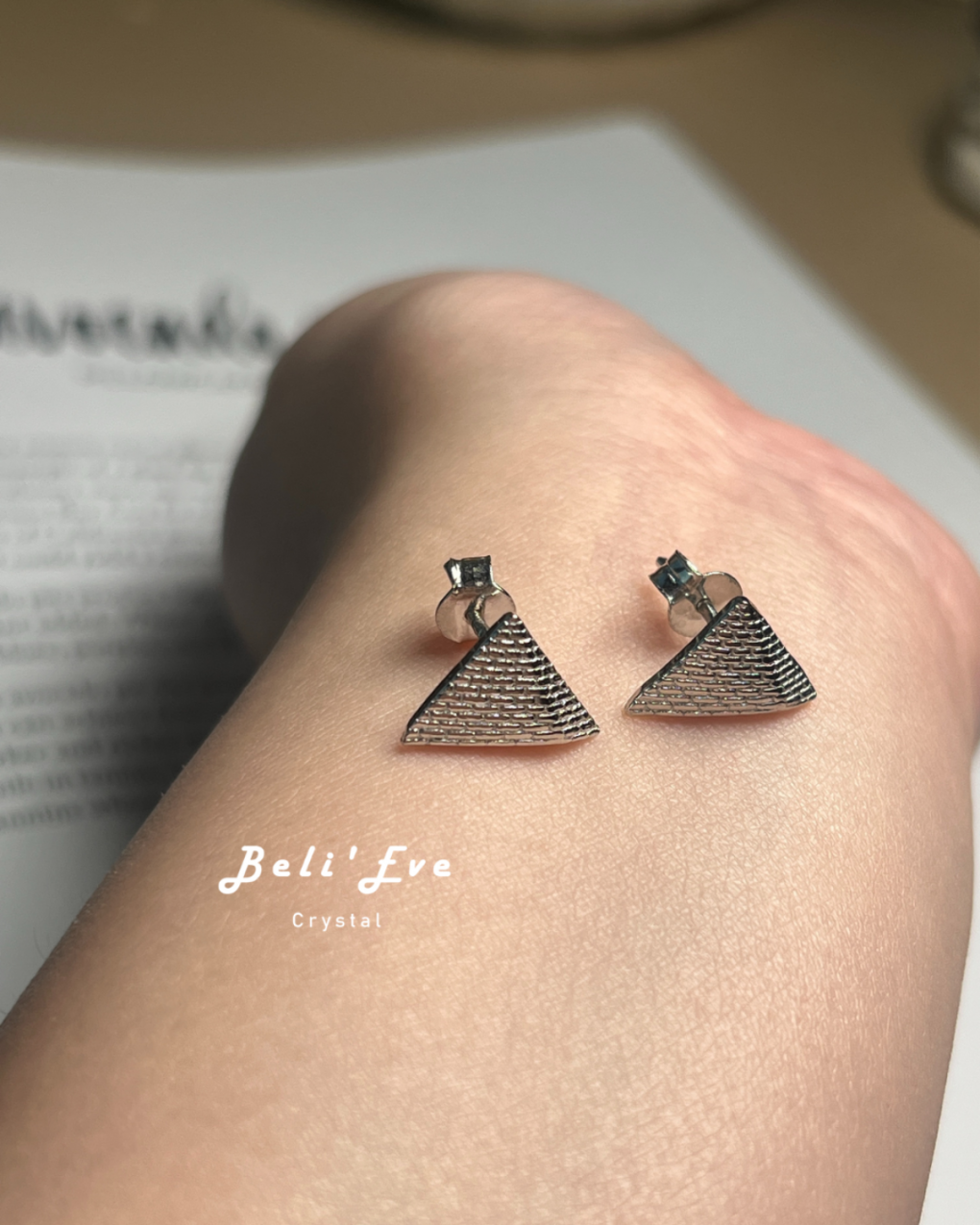 埃及進口 金字塔 925純銀耳環