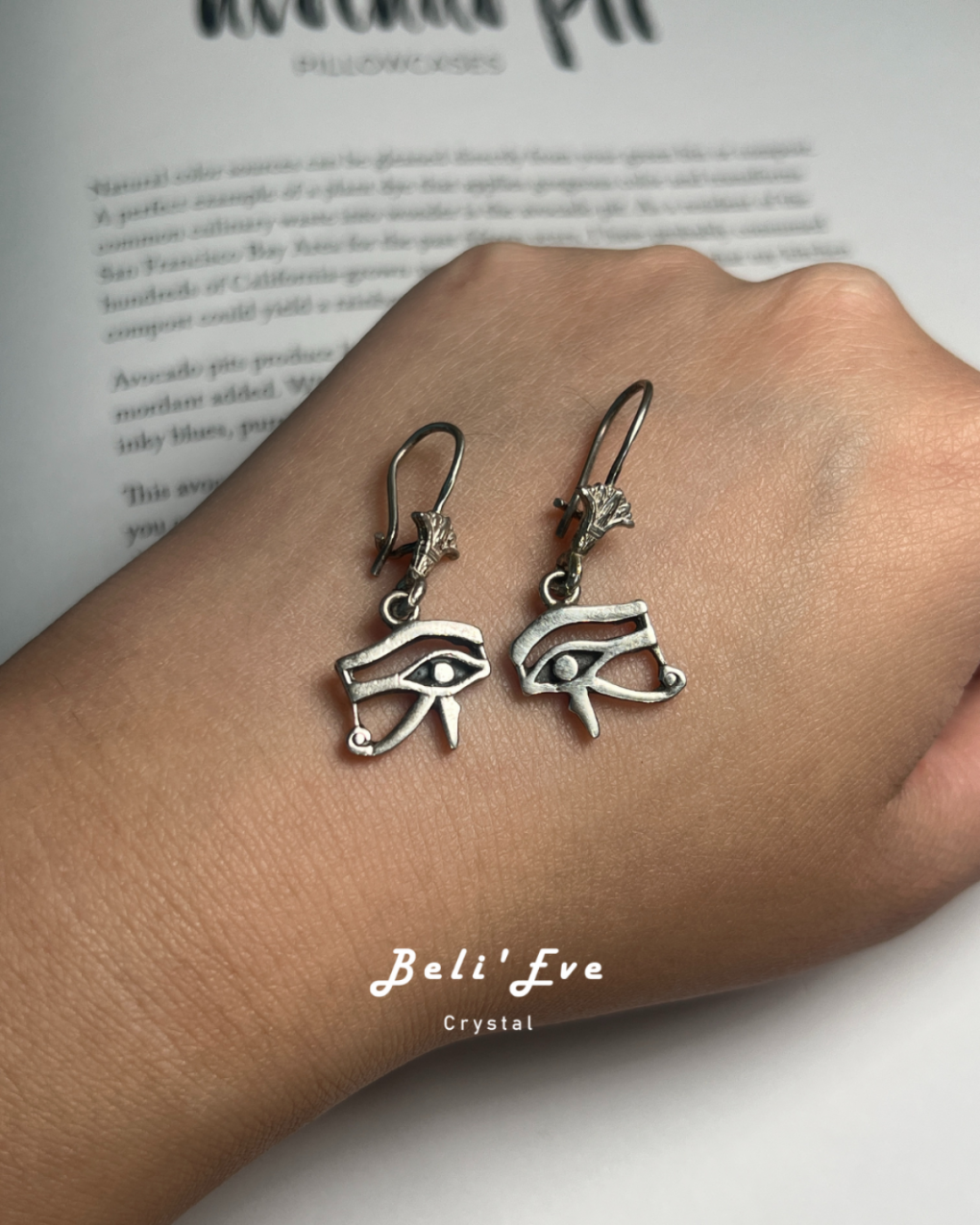 埃及進口 荷魯斯之眼&蓮花耳環 925純銀耳環