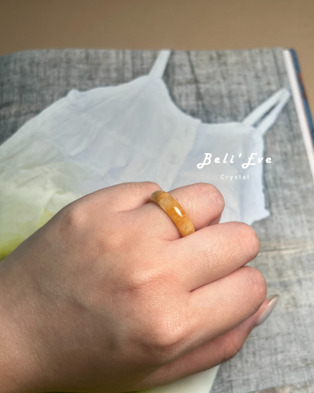 天然絕對Ａ貨 緬甸黃翡翠戒指 港圈17 