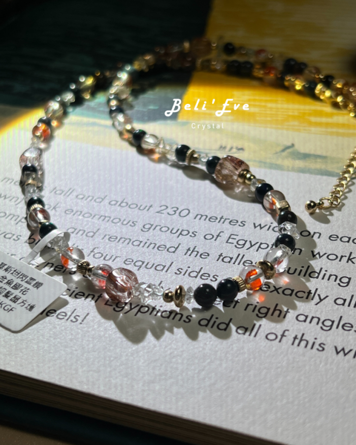 『點亮自我』歐泊蛋白石OPAL+金魚膠花+石油閃靈鑽 高亮精緻精選礦 設計項鍊