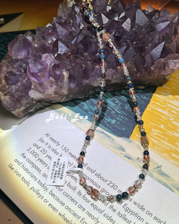 『點亮自我』歐泊蛋白石OPAL+金魚膠花+石油閃靈鑽 高亮精緻精選礦 設計項鍊