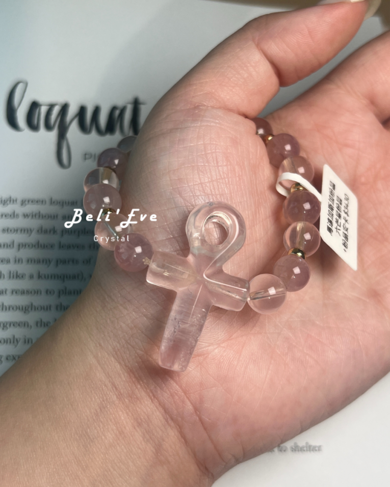 『創傷療癒』人工雕刻水晶安卡+粉黛粉晶+馬達加斯加粉晶 設計款