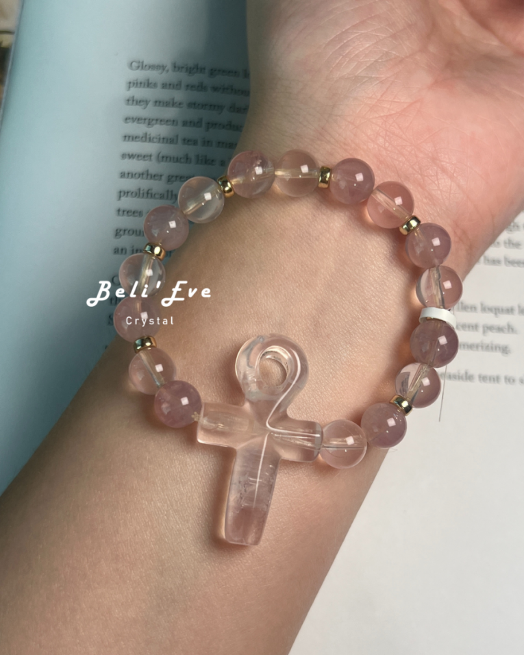 『創傷療癒』人工雕刻水晶安卡+粉黛粉晶+馬達加斯加粉晶 設計款