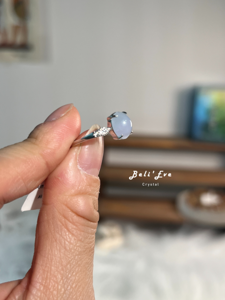 『MAX紫翡翠』蛋面8MM 天然紫羅蘭緬甸翡翠 純銀鑲嵌可調戒指