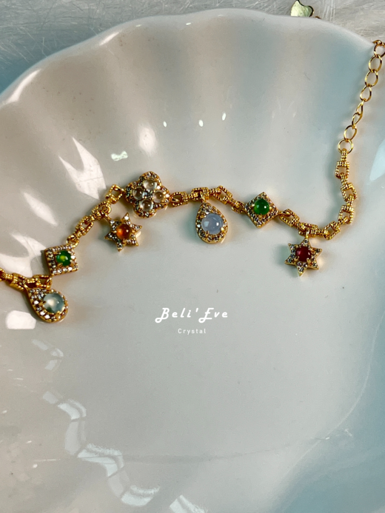 『重工設計』緬甸翡翠 多色蛋面 天然翡翠 純銀鑲嵌手鍊 紫羅蘭 綠 白冰 冰黃 冰紅 值得珍藏