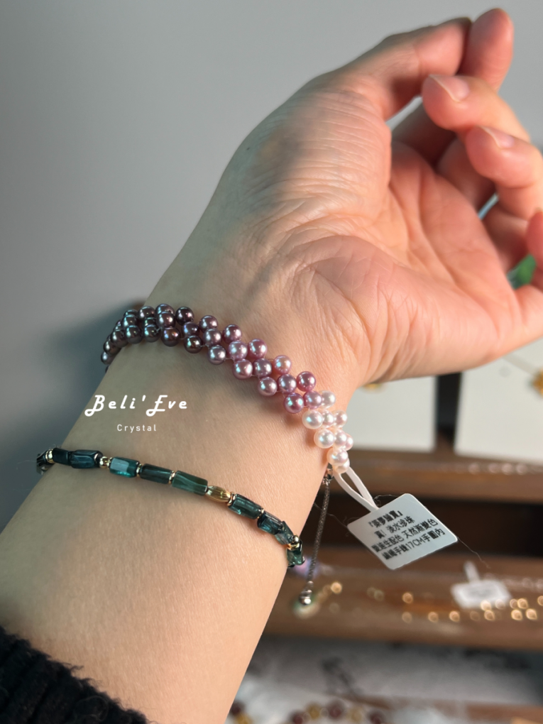 『自我肯定』淡水糖果珍珠 愛迪生配色 近圓  築夢編織手鍊 天然珍珠非人造貝珠