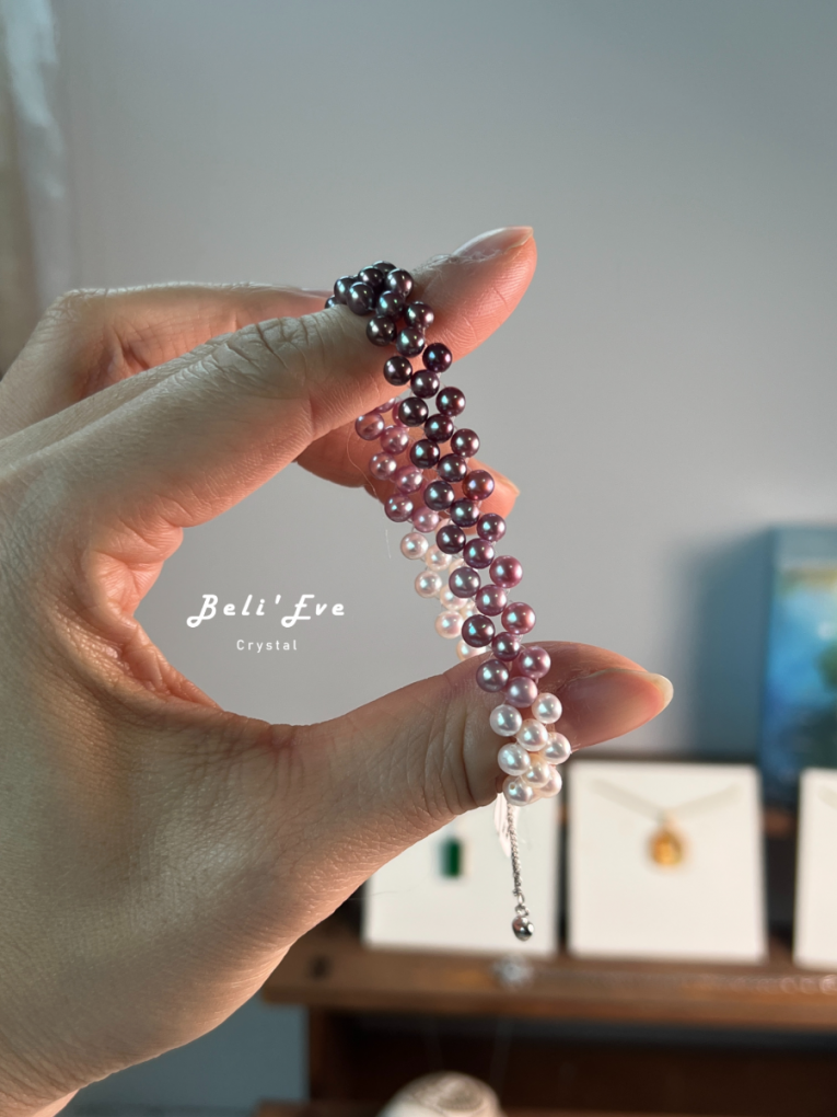 『自我肯定』淡水糖果珍珠 愛迪生配色 近圓  築夢編織手鍊 天然珍珠非人造貝珠