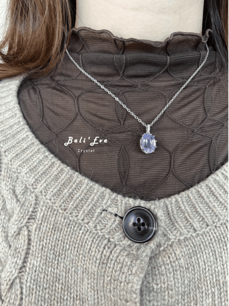 『寶石鑲嵌』紫玉晶吊墜 純銀鑲嵌 鑽石切面項鍊