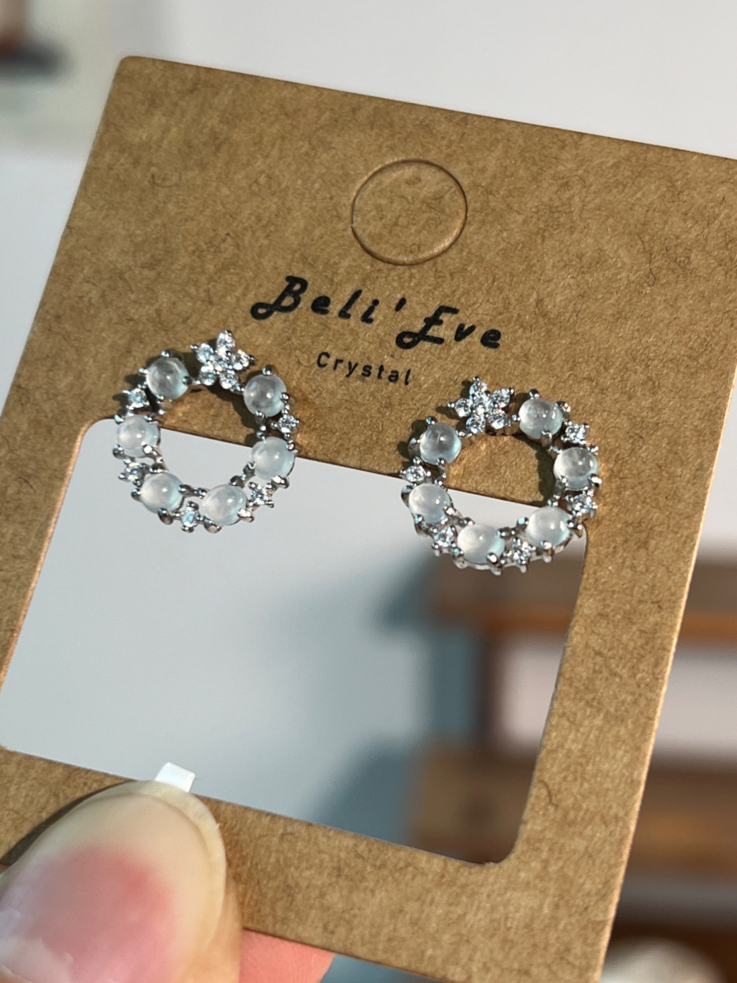 緬甸翡翠耳環 高冰白 甜甜圈設計 純銀6顆鑲嵌