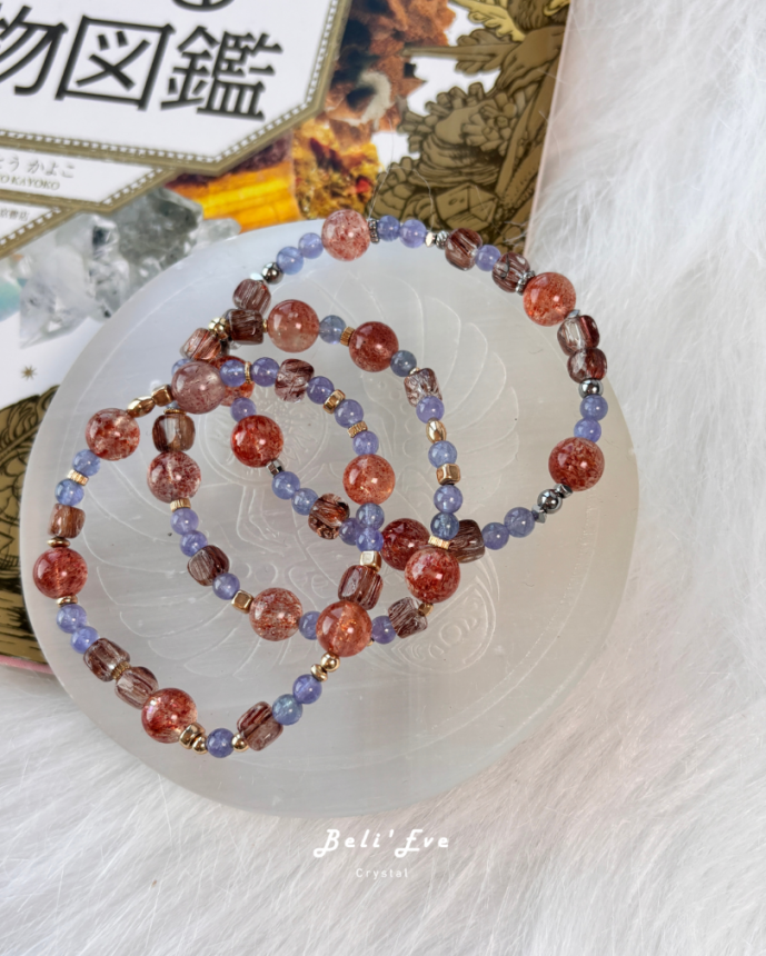 『三倍積極』巧克力太陽石+高品坦桑石+順髮晶銅髮晶小方塊 積極生活 熱情工作 覺察覺知 6-8MM混搭設計