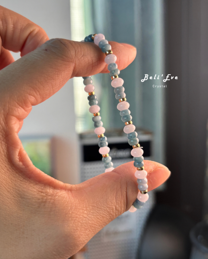 『牛仔藍翡翠』MAX級別 +粉紫翡翠 糯冰盤珠 緬甸產地 飄花翡翠 鈦／錳元素 美國注金