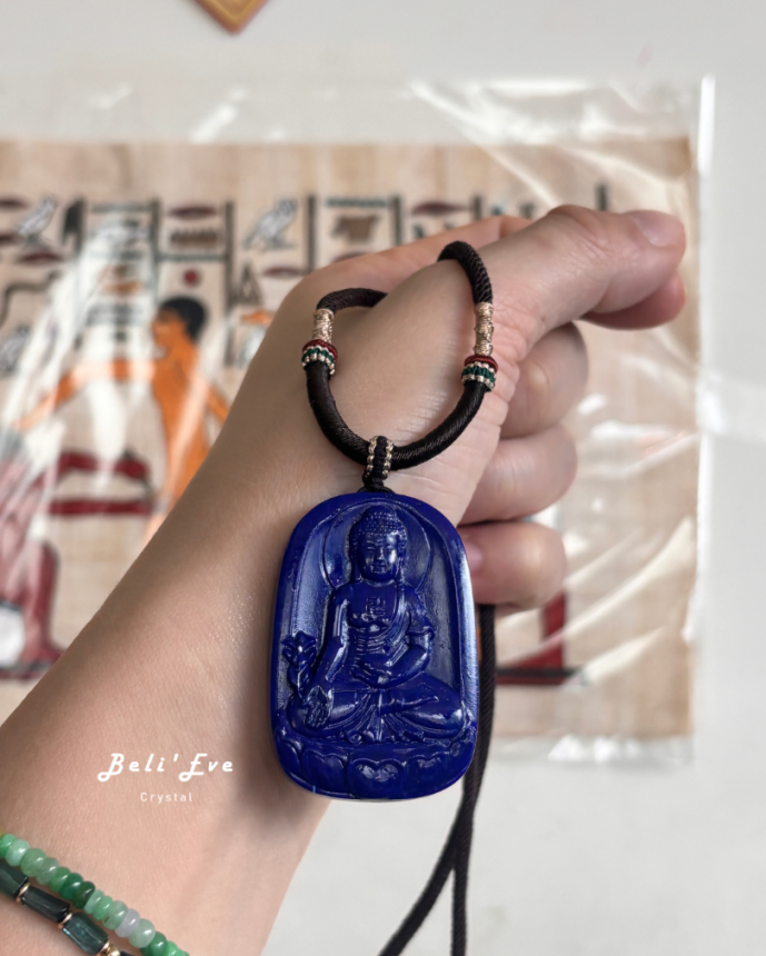 『人工雕刻』青金石藥師佛 真正青金石 高藍色