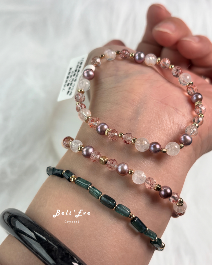 『三倍好人緣5.0』淡水珍珠愛迪生色澤+雪霜藍針+超七金草莓 6-7MM 幸運加值 提升自信心 超有魅力