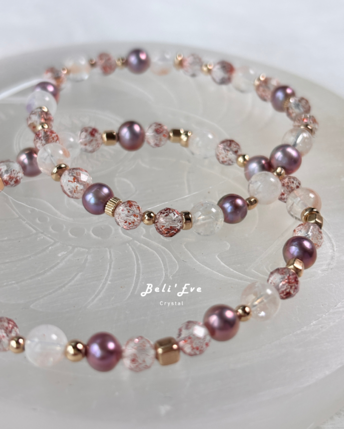 『三倍好人緣5.0』淡水珍珠愛迪生色澤+雪霜藍針+超七金草莓 6-7MM 幸運加值 提升自信心 超有魅力