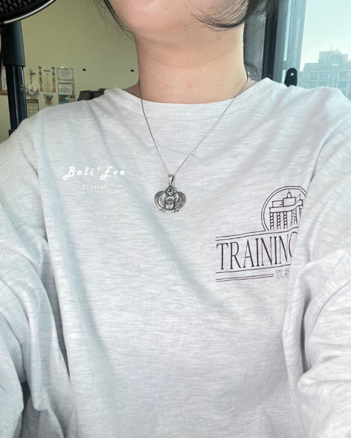 『埃及進口』展翅舉日聖甲蟲+荷魯斯 遠離病痛 看清現實 900銀吊墜