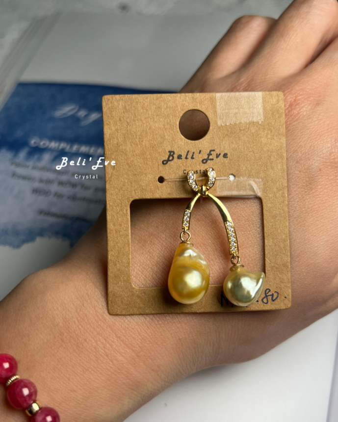 『星家設計』海水金珠 極光光澤 真正珍珠 菲律賓產地 黃金珍珠  雙珠設計 自信心 療癒母親關係 