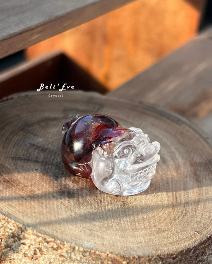 『精品牛血紅膠花』黑紅膠花貔貅 人工雕刻 可做項鍊 適合男生 避邪轉運 開運平安