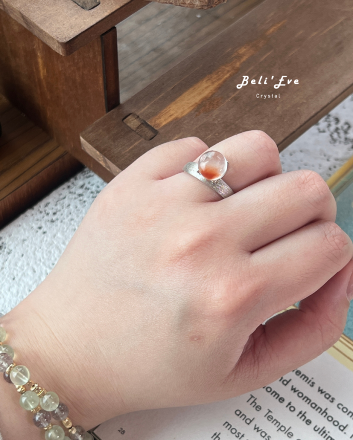 『純銀鑲嵌』MAX兔毛戒指 紅兔毛 合夥成功 招財 可調節尺寸