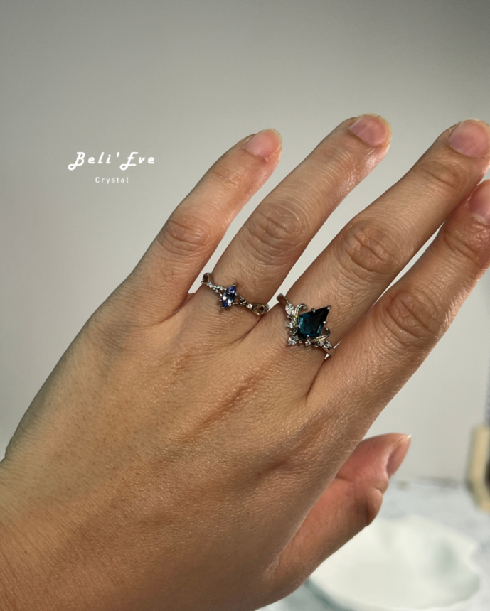 『純銀鑲嵌』坦桑石戒指 丹泉石 海洋之星 可調節 