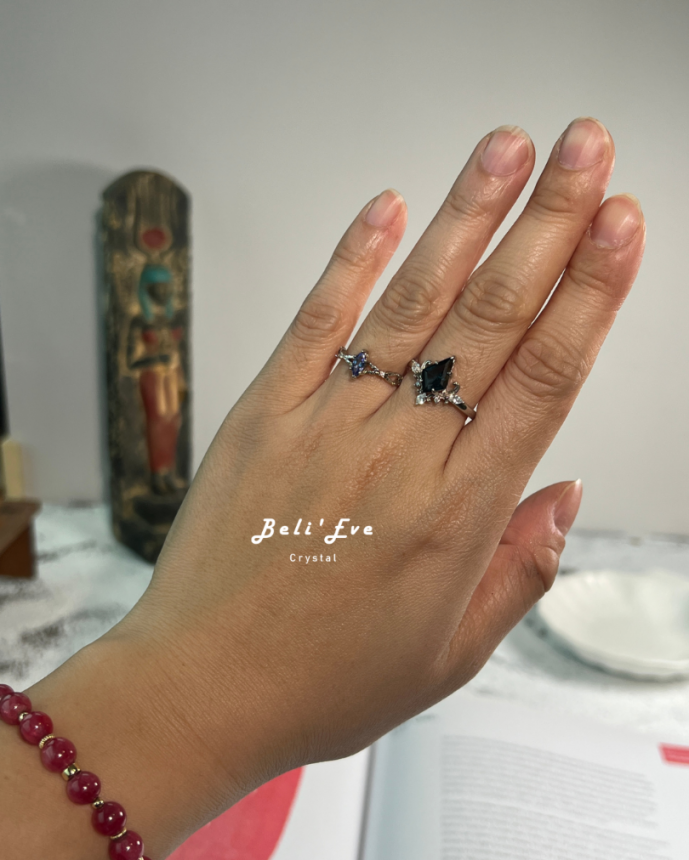 『純銀鑲嵌』坦桑石戒指 丹泉石 海洋之星 可調節 