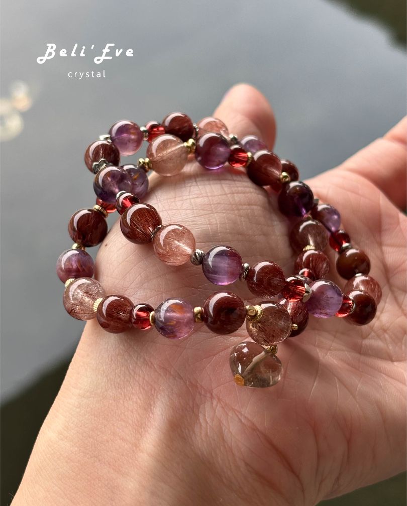 『所有能量具備』極光23+MAX紅髮晶+玫瑰色石榴石 全脈輪尤其加強海底輪 安全感 招財 女性力量