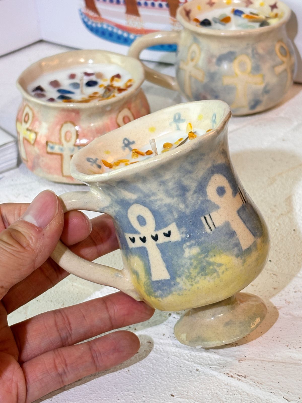 『手捏藝術』作品一個認領～星妹手捏陶杯X單方精油蠟燭 陶杯訂製 油菜籽蠟