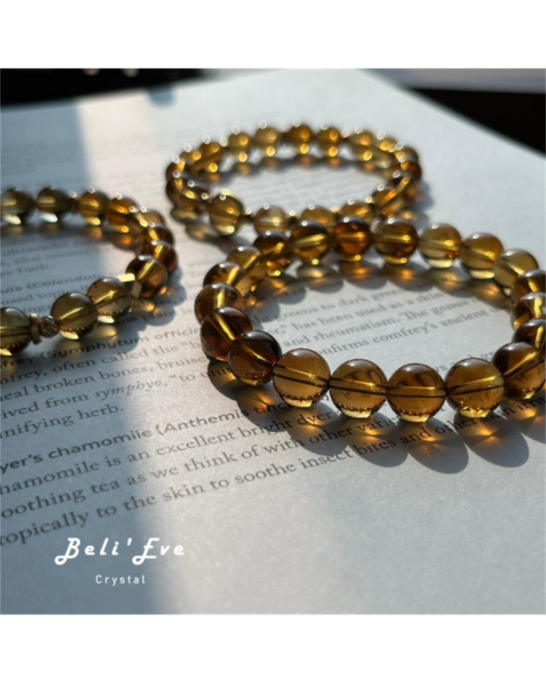 『證書證明』真正天然！威士忌黃水晶手串 天然黃水晶Citrine 老薑黃色